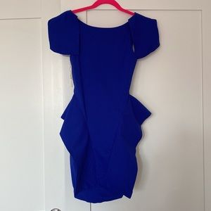 Open back blue dress